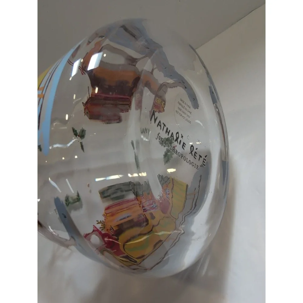 Anthropologie Nathalie Lete Santa Sleigh Christmas Holiday Carafe Glass 57.7 Oz